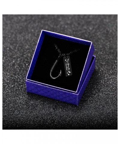 Fish hook Cremation Urn Pendant Memorial Necklace for ashes Fish Urn cremation necklace Black-Love you to the moon & back $9....