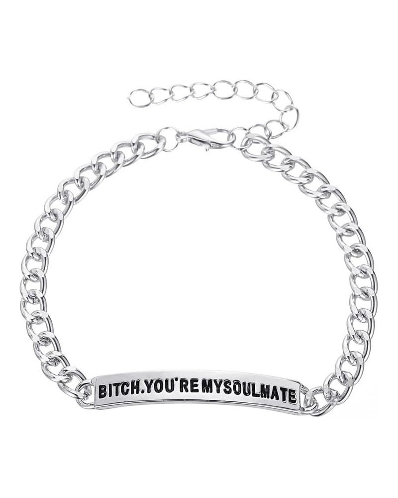 Best Friends Bracelet for Him Her Bitch You're My Soulmate Bangle Bracelet Friendship for Women Men Couple Bracelet for Valen...