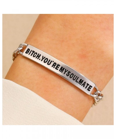 Best Friends Bracelet for Him Her Bitch You're My Soulmate Bangle Bracelet Friendship for Women Men Couple Bracelet for Valen...