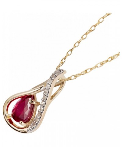 10k Yellow Gold Genuine Pear-shape Ruby and Diamond Halo Drop Pendant Necklace $90.65 Necklaces