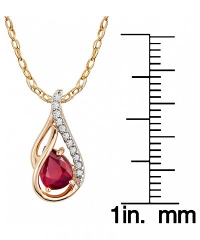 10k Yellow Gold Genuine Pear-shape Ruby and Diamond Halo Drop Pendant Necklace $90.65 Necklaces