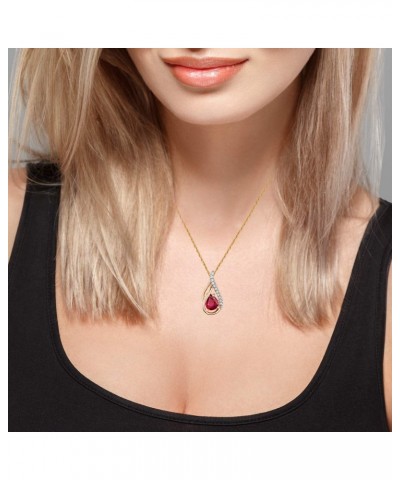 10k Yellow Gold Genuine Pear-shape Ruby and Diamond Halo Drop Pendant Necklace $90.65 Necklaces