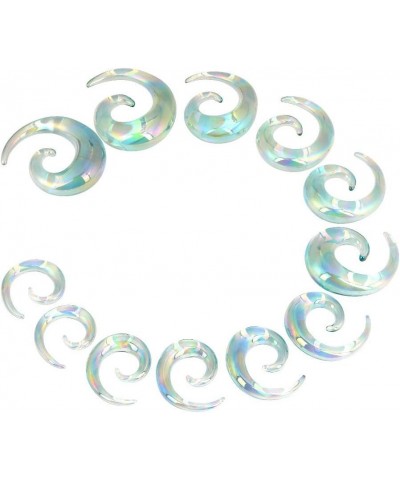 Glass Spiral Snail Tapers Plug Ear Gauges 4G-14mm Multicolor Twist Stretchers Piercing Jewelry AB Color Clear $10.43 Body Jew...