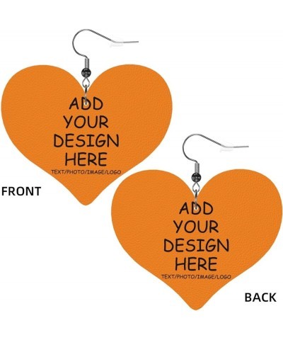 Custom Leather Earrings Personalized Customized Photos Text Picture Drop Dangle Earrings for Women Girls heart shape Orange $...