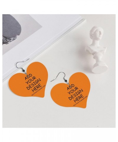 Custom Leather Earrings Personalized Customized Photos Text Picture Drop Dangle Earrings for Women Girls heart shape Orange $...