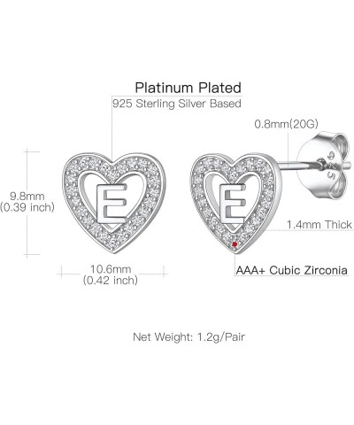 925 Sterling Silver Initial Heart Earrings, Dainty Cubic Zirconia Letter Stud Earrings for Women Girls (with Gift Box) E $8.6...