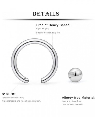 14G Septum Nose Rings Eyebrow lip Rings Lobe Earrings Hoop 316L Surgical Steel Cartilage Helix Tragus Rook Daith Earrings Hoo...