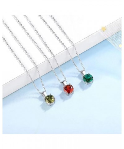 Birthstone Pendant Necklace for Women S925 Sterling Silver Created Gemstones Dainty Pendant Jewelry Birthday Gifts for Mother...