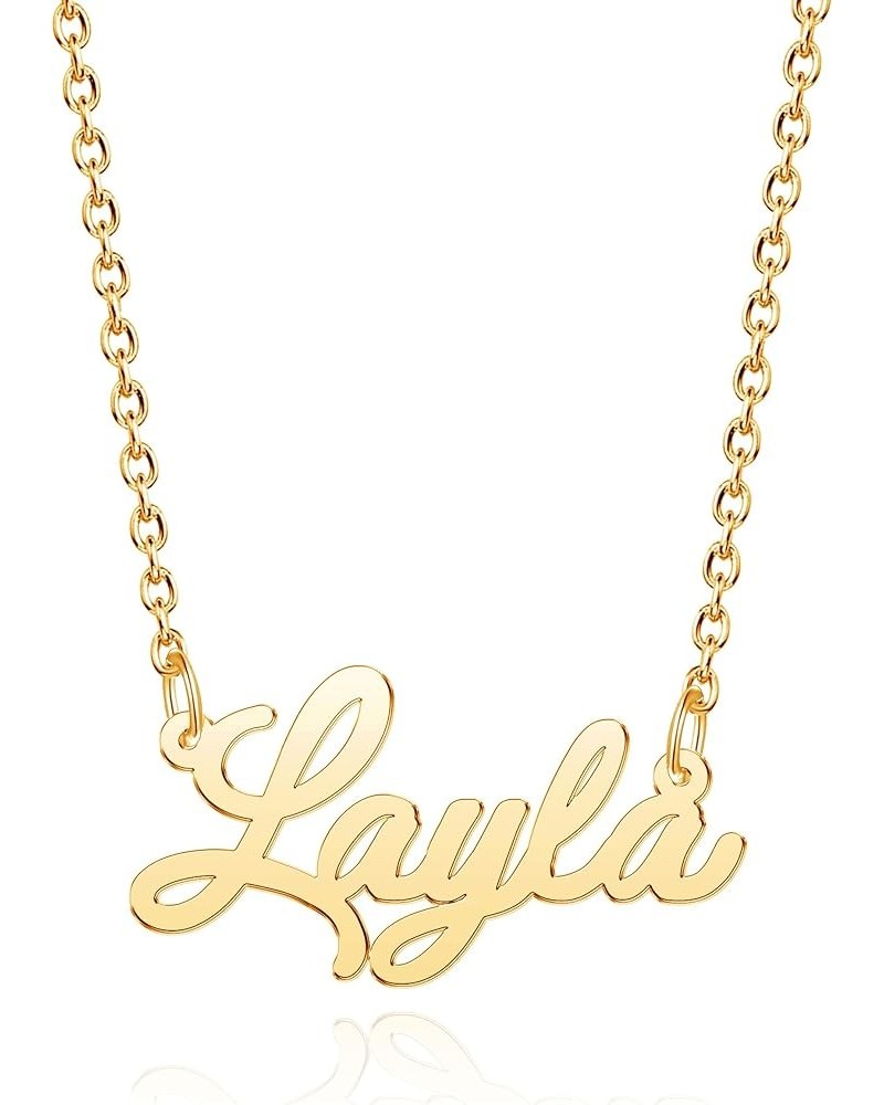 Custom Name Necklace Personalized for Women 18k Gold Plated Initial Nameplate Engraved Pendant Customizable Necklace Custom N...