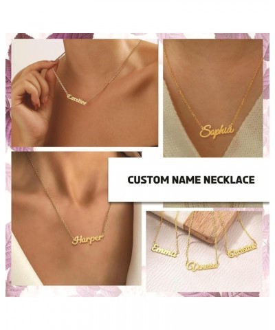 Custom Name Necklace Personalized for Women 18k Gold Plated Initial Nameplate Engraved Pendant Customizable Necklace Custom N...