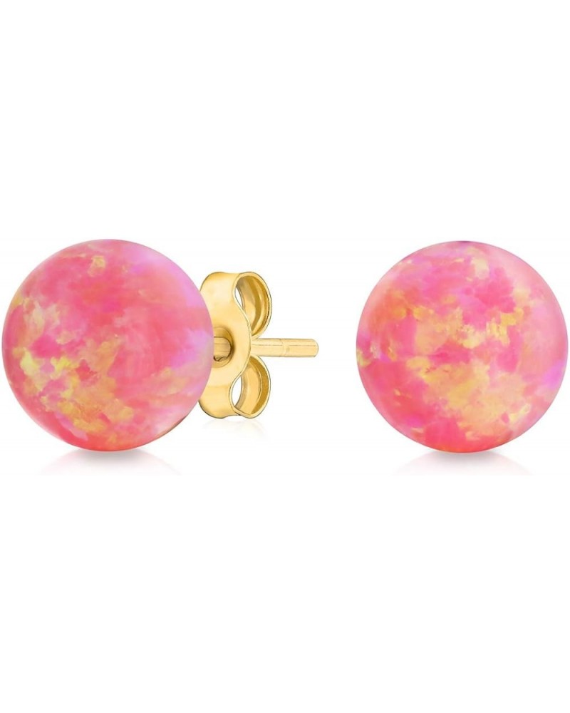 Genuine 14K Yellow Gold Round Gemstone Bead Ball Stud Earrings for Women Teens 6mm Size with a Variety of Birthstone Colors P...