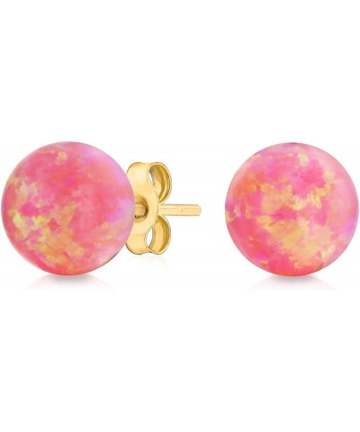 Genuine 14K Yellow Gold Round Gemstone Bead Ball Stud Earrings for Women Teens 6mm Size with a Variety of Birthstone Colors P...