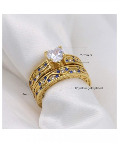 Bridal Sets White Gold Plated Womens Wedding Ring Sets Heart cut Cz Engagement Ring Sets Gold 7 $9.24 Sets