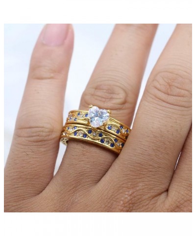 Bridal Sets White Gold Plated Womens Wedding Ring Sets Heart cut Cz Engagement Ring Sets Gold 7 $9.24 Sets