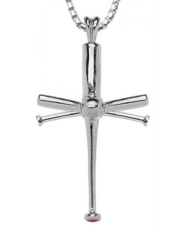 The Original Baseball Bat Cross Necklace Silver 18.0 Inches $51.43 Necklaces