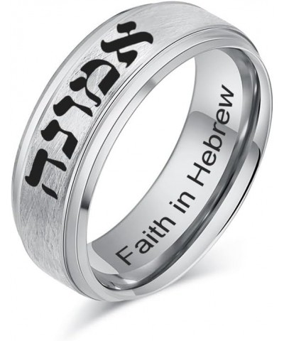 SHNIAN Judaism Hebrew Religious Rings Brushed Tungsten Carbide Black/Silver/Gold Plated Ring Statement Band Rings for Men Fre...