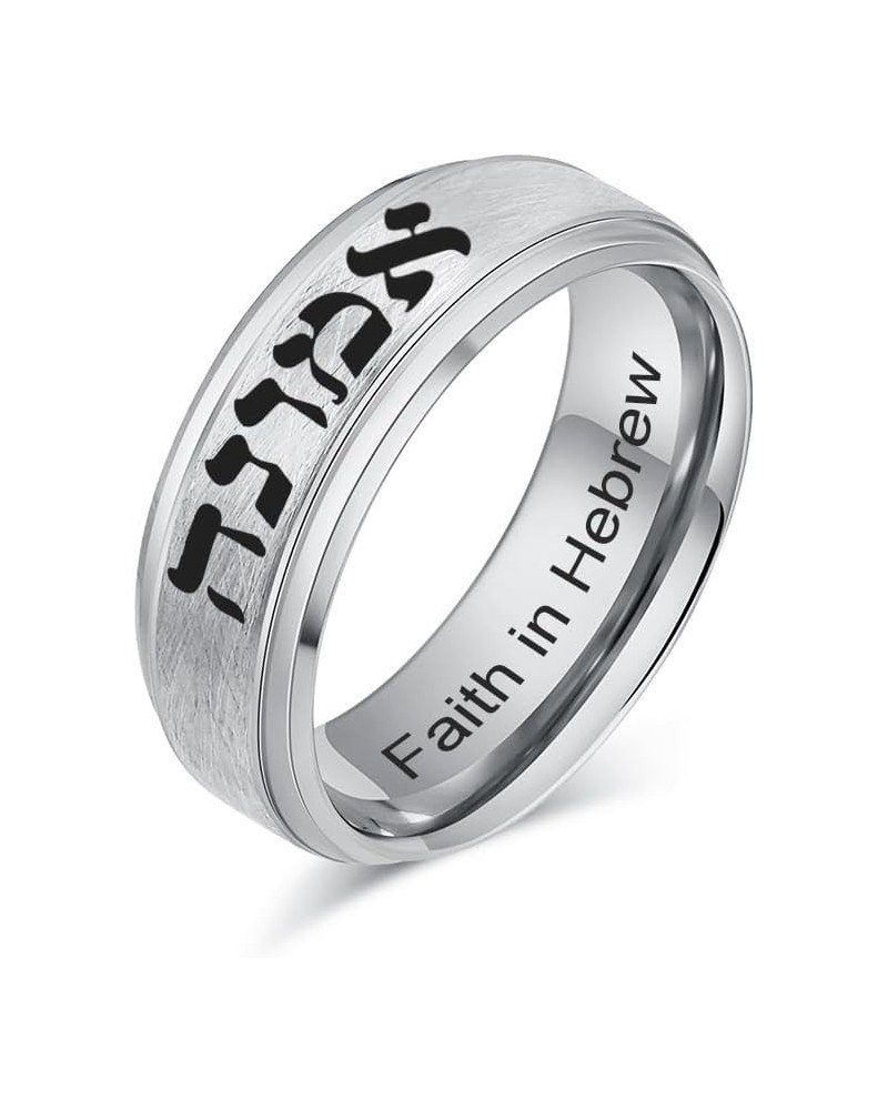 SHNIAN Judaism Hebrew Religious Rings Brushed Tungsten Carbide Black/Silver/Gold Plated Ring Statement Band Rings for Men Fre...