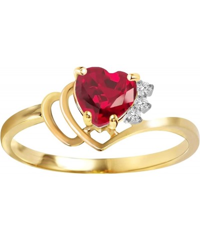 14k Solid Gold Angel's Heart - Heart Shaped 1.02 ct Ruby & Diamond Ring Yellow Gold $144.50 Rings