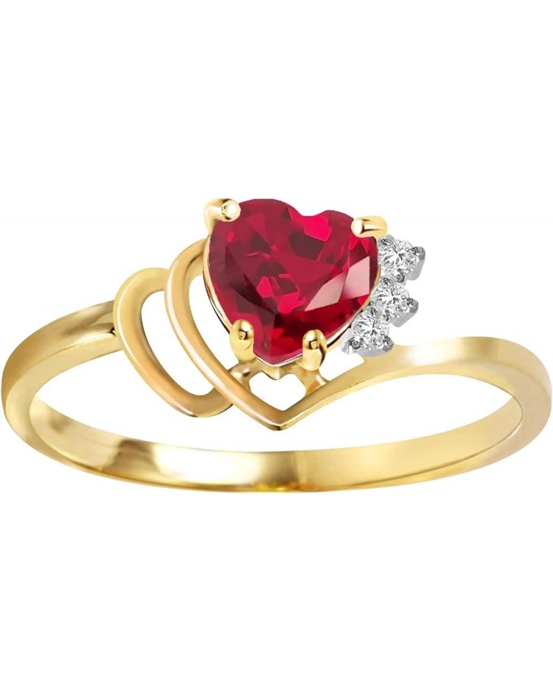 14k Solid Gold Angel's Heart - Heart Shaped 1.02 ct Ruby & Diamond Ring Yellow Gold $144.50 Rings