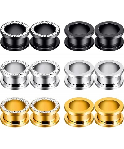 8pcs / 12pcs 8G-1 inch Stainless Steel Screw Fit Ear Tunnels Single Row CZ Gem Gauge Earrings Piercing D, 6 pairs $12.29 Body...