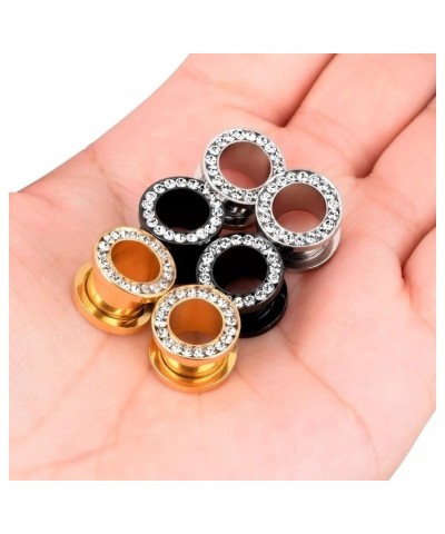 8pcs / 12pcs 8G-1 inch Stainless Steel Screw Fit Ear Tunnels Single Row CZ Gem Gauge Earrings Piercing D, 6 pairs $12.29 Body...