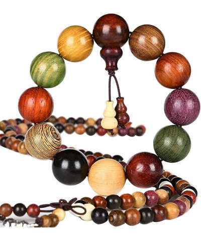 108 Mala Beads Natural Sandalwood Colorful Bead Tibetan Prayer Wrist Mala Bracelet, Elastic 6mm Beaded $8.60 Bracelets