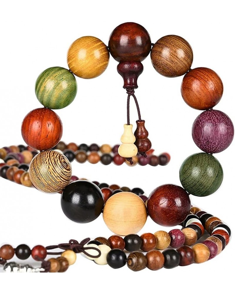 108 Mala Beads Natural Sandalwood Colorful Bead Tibetan Prayer Wrist Mala Bracelet, Elastic 6mm Beaded $8.60 Bracelets