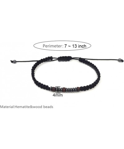 Inspirational Morse Code Wood Hematite Bead Woven Braded Rope Bracelet with Card for Men Women Unisex Strong and Fearless $9....