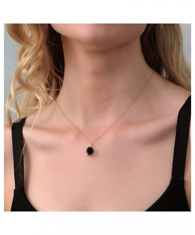 10K Yellow Gold Black Onyx and White Diamond Pendant Necklace For Women (4.02 Cttw, Oval 12X10MM, Gemstone Birthstone, with 1...