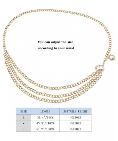 Chain Belts for Women Waist Chain Belt Multilayer Body Belly Chain Gold Crystal 130.0 Centimeters $9.89 Body Jewelry