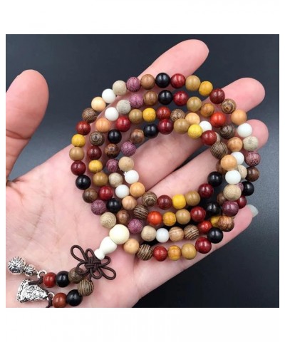 108 Mala Beads Natural Sandalwood Colorful Bead Tibetan Prayer Wrist Mala Bracelet, Elastic 6mm Beaded $8.60 Bracelets