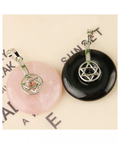 Star Of David Pendant Natural Stone Pink Purple Crystal Quartz Hexagram Charms Women Men Necklace Rose Quartz $13.59 Necklaces