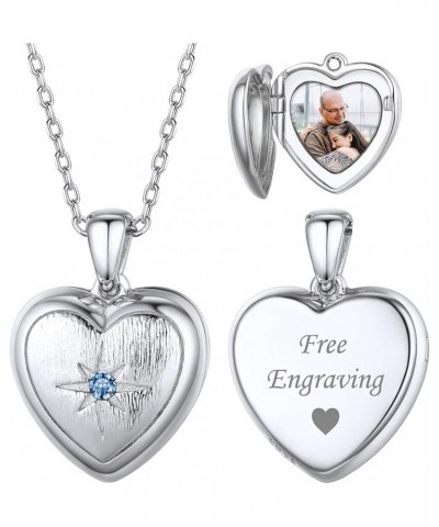 Personalized 925 Sterling Silver Heart Locket Necklace That Holds Pictures Memory Photo Lockets with 18 Inches Chain, Silver/...