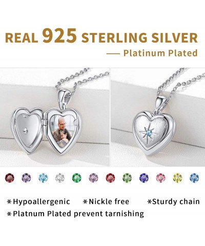 Personalized 925 Sterling Silver Heart Locket Necklace That Holds Pictures Memory Photo Lockets with 18 Inches Chain, Silver/...