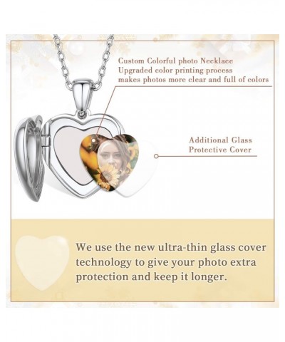 Personalized 925 Sterling Silver Heart Locket Necklace That Holds Pictures Memory Photo Lockets with 18 Inches Chain, Silver/...