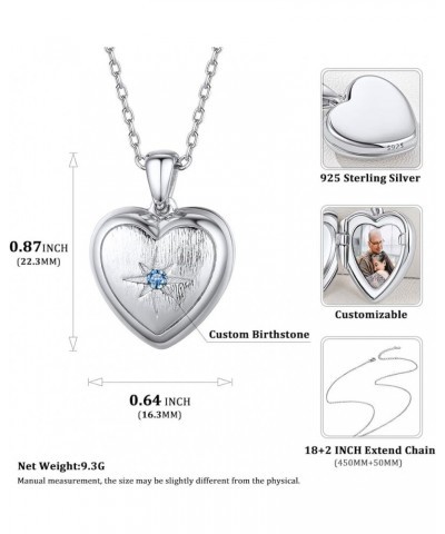 Personalized 925 Sterling Silver Heart Locket Necklace That Holds Pictures Memory Photo Lockets with 18 Inches Chain, Silver/...