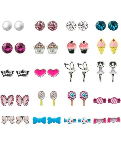 20 Pairs/40 Pairs/60 Pairs/80 Pairs Colorful Cute Stud Earrings Hypoallergenic Earrings Stainless Steel Earrings for Girls an...