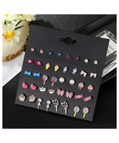 20 Pairs/40 Pairs/60 Pairs/80 Pairs Colorful Cute Stud Earrings Hypoallergenic Earrings Stainless Steel Earrings for Girls an...