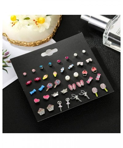 20 Pairs/40 Pairs/60 Pairs/80 Pairs Colorful Cute Stud Earrings Hypoallergenic Earrings Stainless Steel Earrings for Girls an...