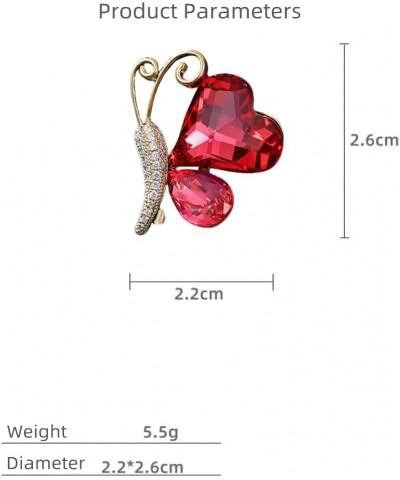 Rhinestone Heart Butterfly Brooch Pin for Women Girls Gold Plated Fashion Crystal Ruby Red Insect Animal Brooches Lapel Pins ...