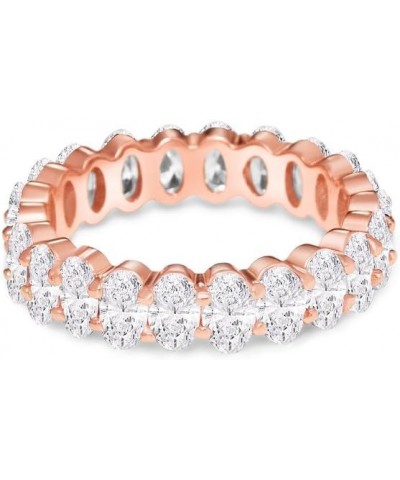 Women's .925 Silver Cubic Zirconia 5x3mm Oval-Cut Eternity Band Ring 7 RoseGold $12.42 Rings