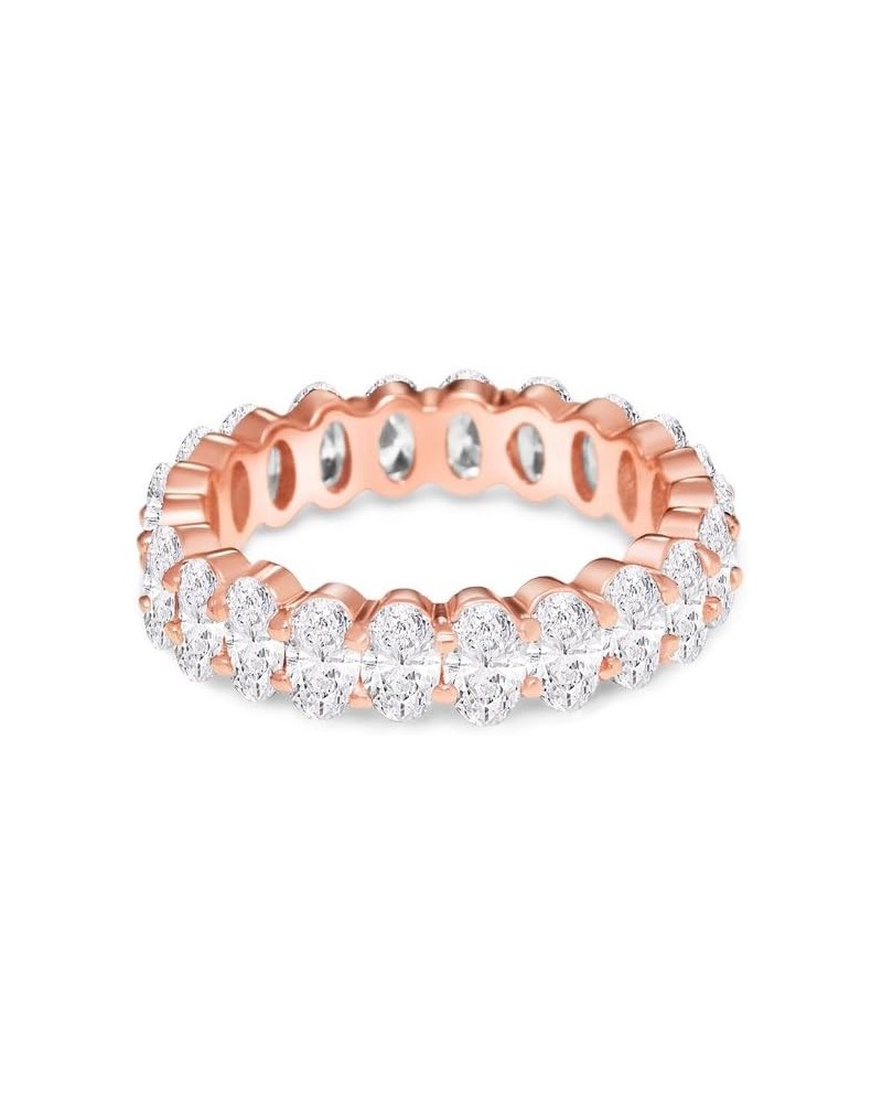 Women's .925 Silver Cubic Zirconia 5x3mm Oval-Cut Eternity Band Ring 7 RoseGold $12.42 Rings