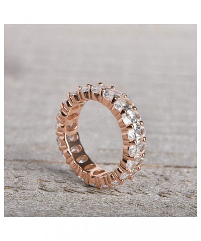 Women's .925 Silver Cubic Zirconia 5x3mm Oval-Cut Eternity Band Ring 7 RoseGold $12.42 Rings