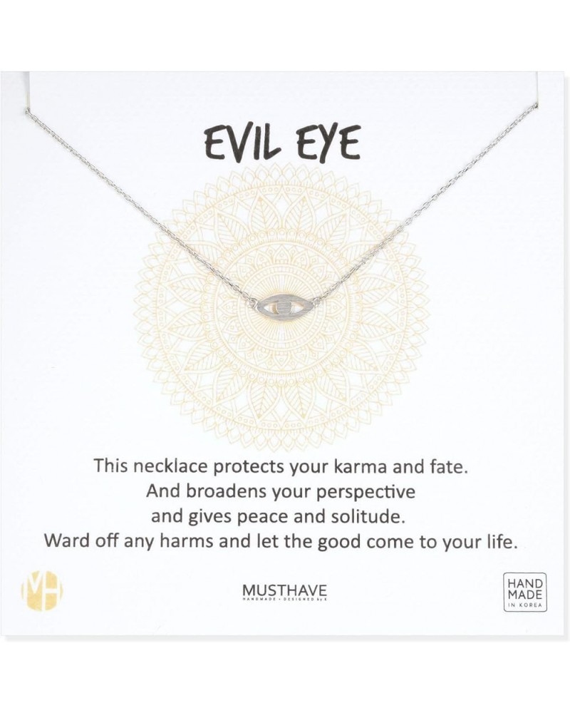 Evil Eye 18K Gold Plated Necklace With Message Card, Yellow and White Color, Anchor Chain, Best Gift Necklace, Size 16 inch +...