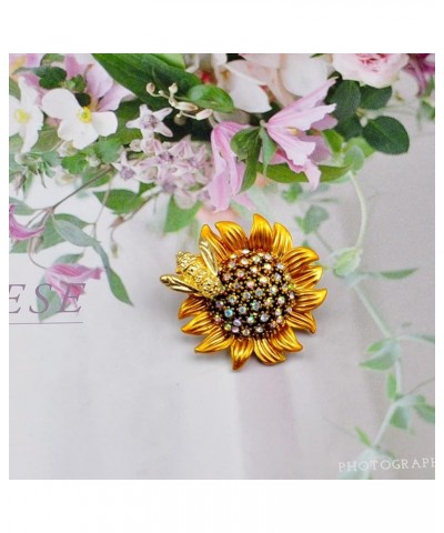 Costume Jewelry for Women Flower Brooch Pins for Women Fashion Crystal Broches Vintage Jewelry Broche Pins Sunflower Bee $6.6...