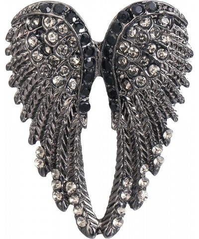 Women's Austrian Crystal Enamel Angel Wings Brooch Pin Black Black-Tone $11.79 Brooches & Pins