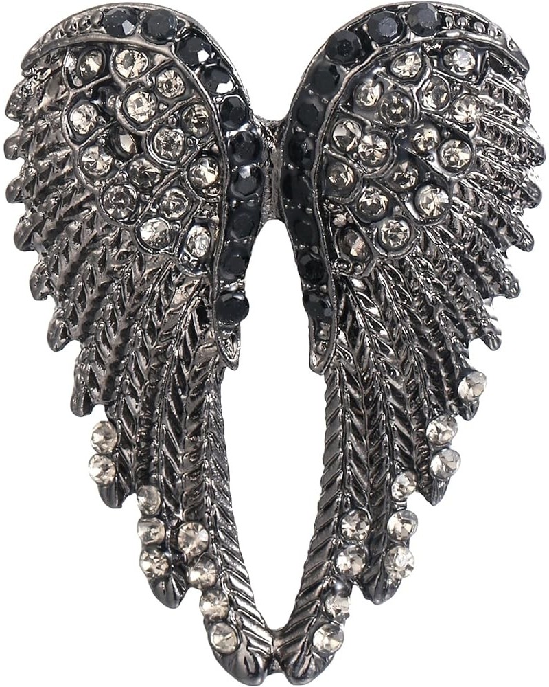 Women's Austrian Crystal Enamel Angel Wings Brooch Pin Black Black-Tone $11.79 Brooches & Pins