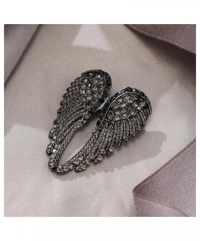 Women's Austrian Crystal Enamel Angel Wings Brooch Pin Black Black-Tone $11.79 Brooches & Pins