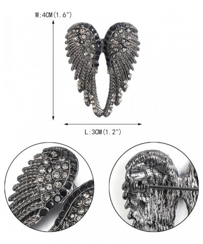 Women's Austrian Crystal Enamel Angel Wings Brooch Pin Black Black-Tone $11.79 Brooches & Pins