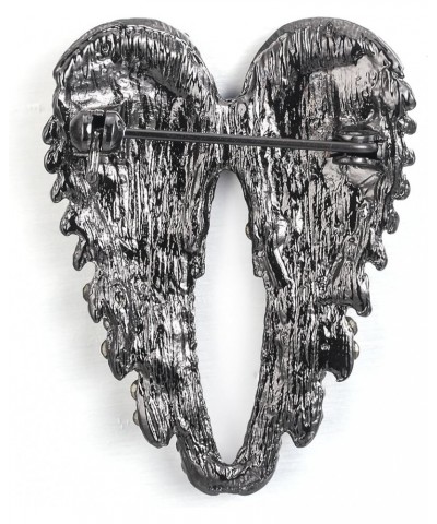 Women's Austrian Crystal Enamel Angel Wings Brooch Pin Black Black-Tone $11.79 Brooches & Pins